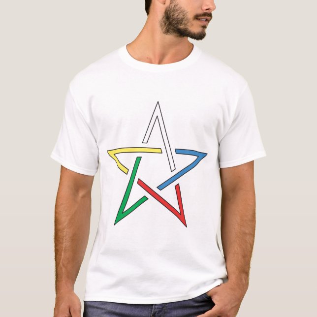 T-shirt Pentagone étoilé de coupe de couleur (Devant)