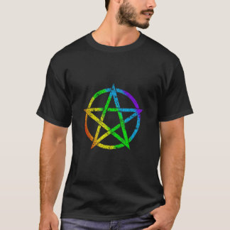T-shirt Pentagramme arc-en-ciel LGBT pour Wiccan Pagan Wit