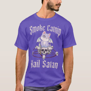 T-shirt Pentagramme de chat Fumée gothique Catnip Hail Sat