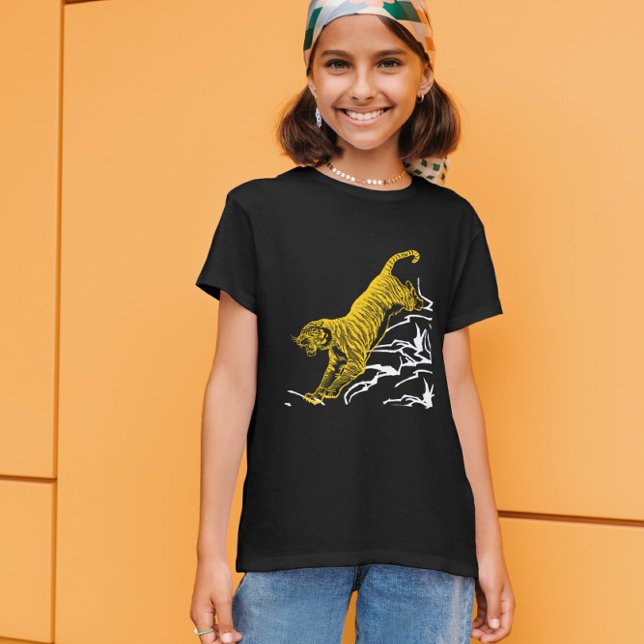T-shirt Pente de sérigraphie de tigre noire (Créateur téléchargé)