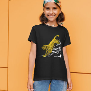 T-shirt Pente de sérigraphie de tigre noire