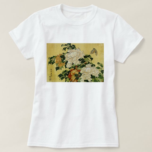T-shirt Peonies et papillon (Design devant)