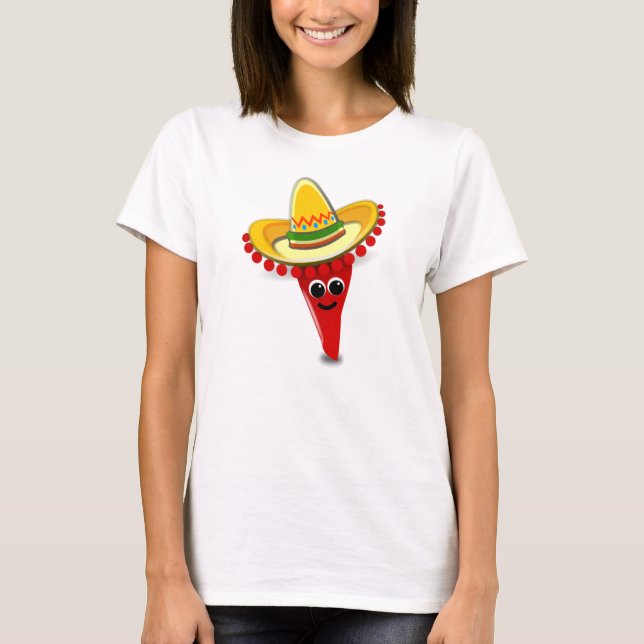 T-shirt Pepper chili dans un Sombrero (Devant)
