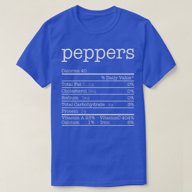 T-shirt Peppers Nutrition Facts Drôle Thanksgiving Christa (Design devant)