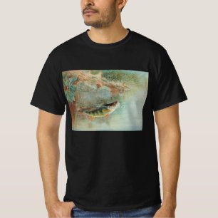 T-shirt Perche jaune par S.A. Kilbourne, Poisson vintage