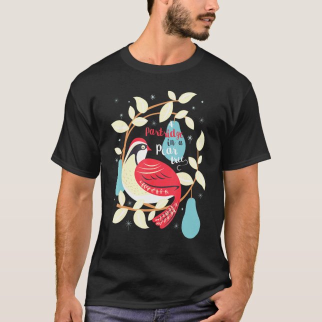 T-shirt Perdrix Dans Un Poirier 12 Jours Chanson De Noël M (Devant)