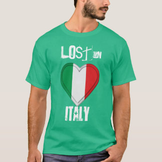 T-shirt Perdu en Italie - coeur italien de drapeau
