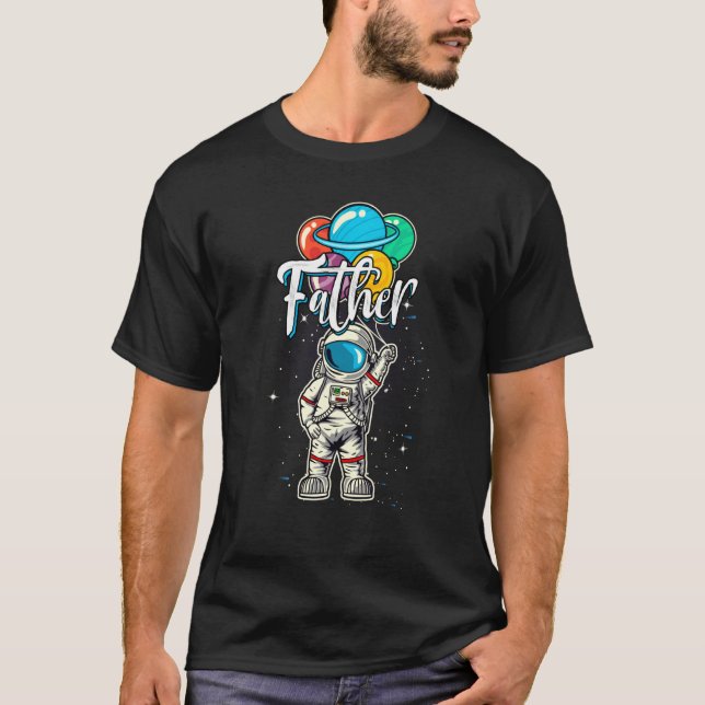 T-shirt Père Anniversaire Funky Astronaut Dans L'Espace (Devant)