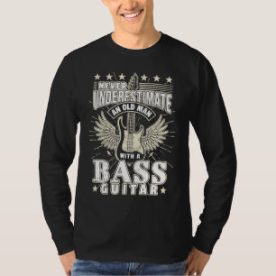 T-shirt Père Bassiste Papa Vieil Homme Basse Guitare Élect