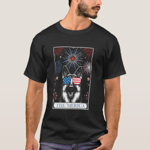T-shirt Père Berger Allemand Carte Tarot 4 juillet Drapeau