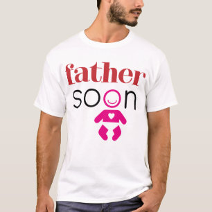 T-shirt Père Bientôt Fille Bébé Rouge Rose Noir Funny