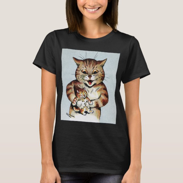 T-shirt Père Chat tenant un chaton, Louis Wain (Devant)