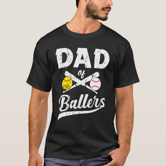 T-shirt Père De Ballers Baseball Et Joueur De Softball Pèr (Devant)