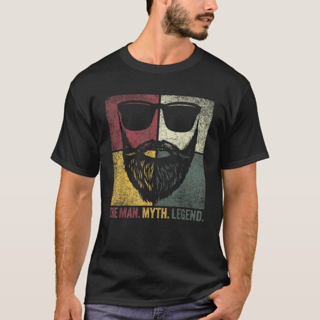 T-shirt Père de jour Cadeau Beard L'homme Mythe Légende Pa (Devant)