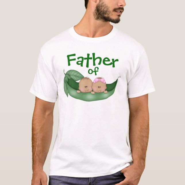 T-shirt Père des jumeaux mixtes (peau foncée) (Devant)