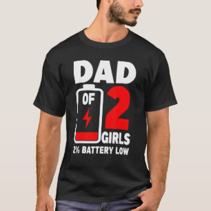 T-shirt Père Des Mens De 2 Filles Fatigué Papa Morts Batte