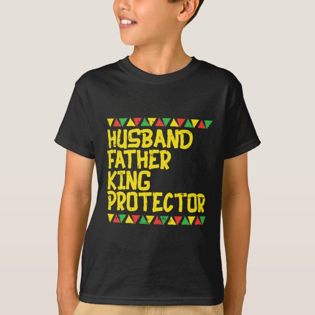 T-shirt Père du mari King Protector Kente Noir Africain (Devant)