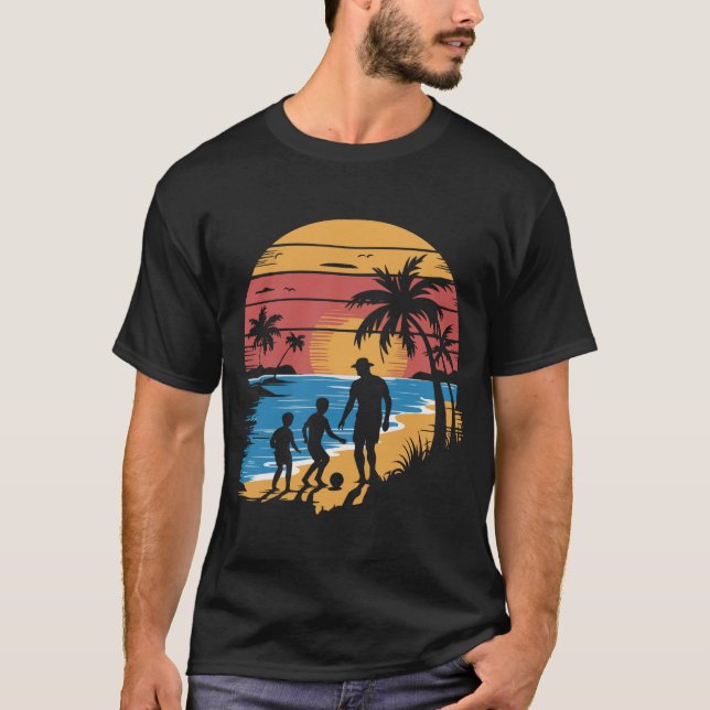 T-shirt Père et 2 fils beach soccer (Devant)