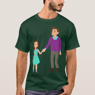 T-shirt Père Et Fille Marcher drôle