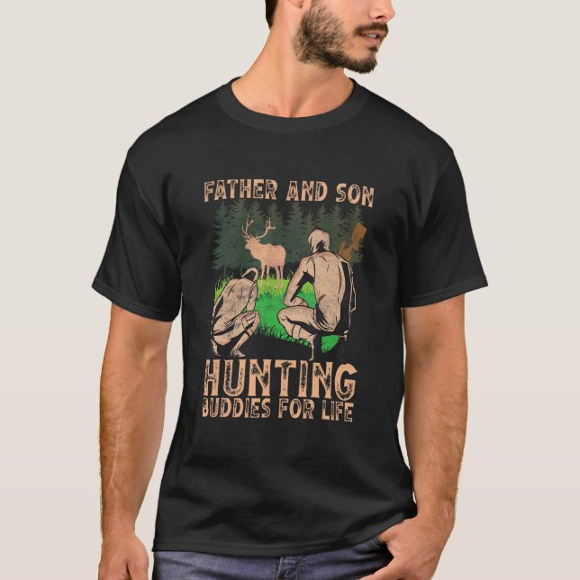 T-shirt Père Et Fils Chasse Buddies Pour La Vie Papa Chass (Devant)