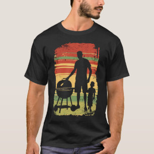 T-shirt père et fils grillant BBQ vintage
