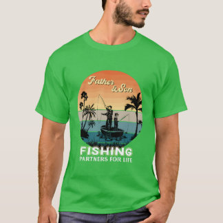 T-shirt Père et Fils Pêche Partenaires Pour La Vie Drôle P