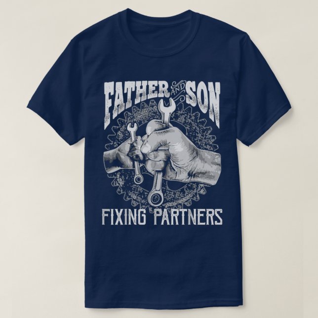 T-shirt Père et son Mécanique Mécanique Fête des pères Cad (Design devant)