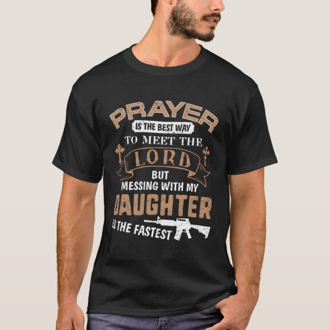 T-shirt Père Fier Papa Si Tu Mets Ma Fille (Devant)
