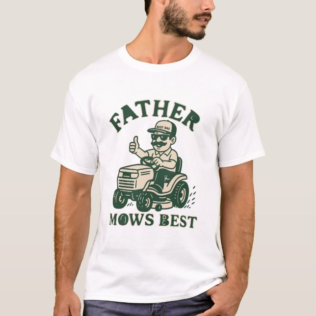 T-shirt Père Mows Meilleur Amusant Soin de pelouse Retro M (Devant)