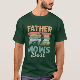 T-shirt Père Mows Meilleure tondeuse de pelouse rétro