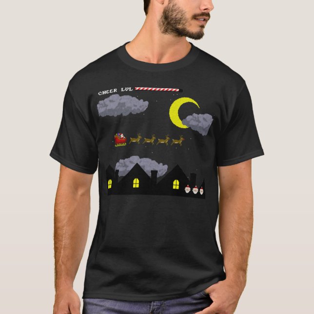 T-shirt père Noël à 8 bits (Devant)