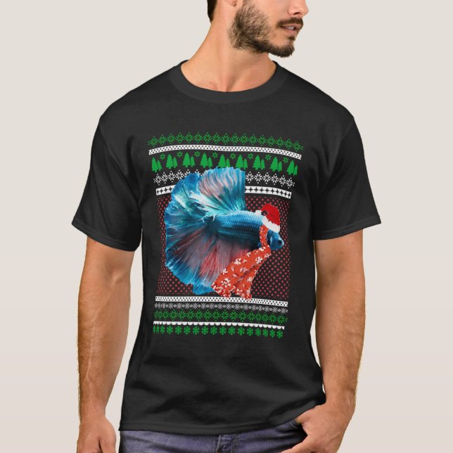 T-shirt Père Noël a Betta Poisson de Noël Graphic Tee (Devant)