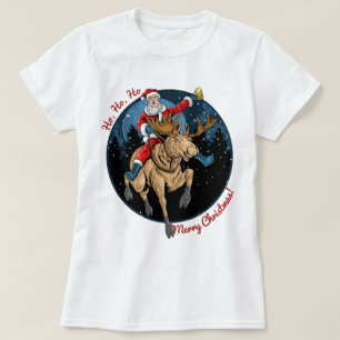 T-shirt Père Noël À cheval Sur Une Oie