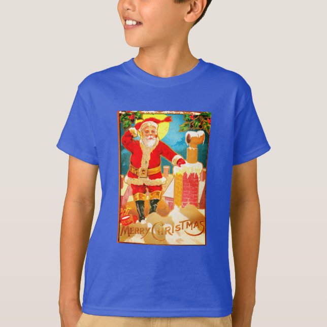 T-shirt Père Noël à la cheminée (Devant)