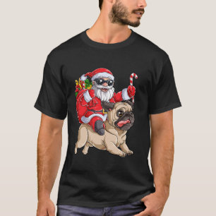 T-shirt Père Noël à Noël Garçon Filles P Pug Cavalier