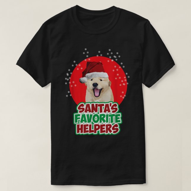 T-shirt Père Noël aide préférée chiot-dog (Design devant)