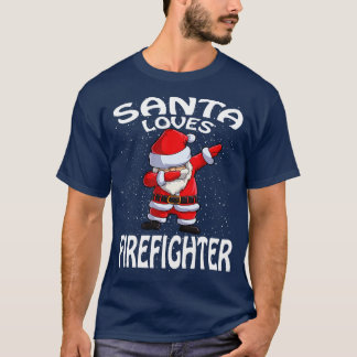 T-shirt Père Noël aime le pompier Noël