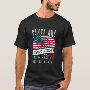 T-shirt Père Noël Ana États-Unis Indicateur GPS Coordonnée