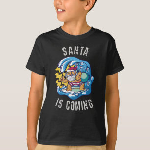 T-shirt Père Noël arrive par Surfboard
