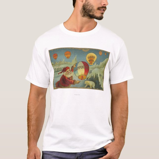 T-shirt Père Noël avec bonheur Baloon (Devant)