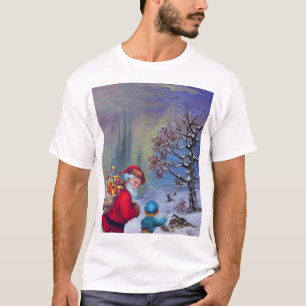 T-SHIRT PÈRE NOËL AVEC ENFANT DANS LA NEIGE D'HIVER