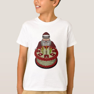 T-shirt Père Noël Avec Gâteau D'Anniversaire