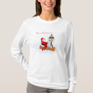 T-shirt Père Noël avec Renard de lapin et écureuil