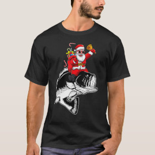 T-shirt Père Noël Bass Poisson Pêche Pêcheur Noël