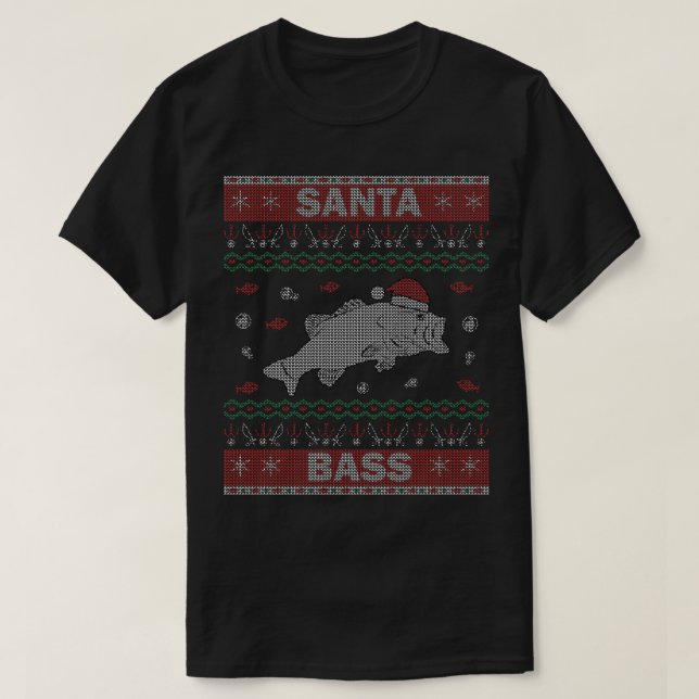 T-shirt Père Noël Bass vilain pull de Noël pêche (Design devant)