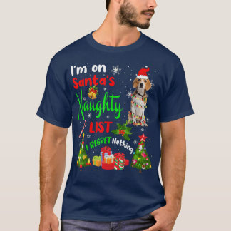 T-shirt Père Noël Beagle Je suis sur Père Noël Naughty Lis