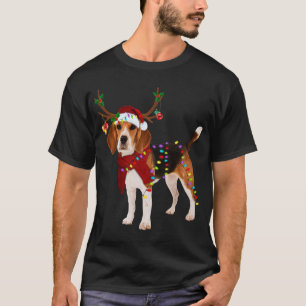 T-shirt Père Noël Beagle renne Noël clair