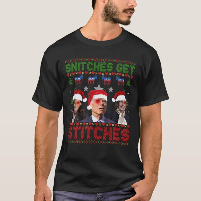 T-shirt Père Noël Biden Funny Snitches Obtenez des points  (Devant)