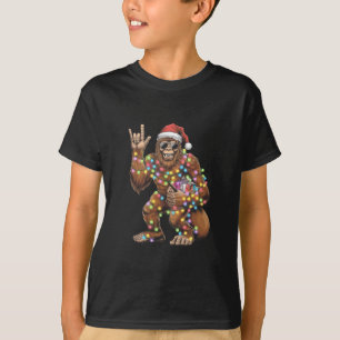 T-shirt Père Noël Bigfoot Lumières de Noël Rock Drôle 