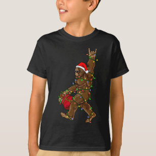 T-shirt Père Noël Bigfoot lumières de Noël Rock drôle Sasq